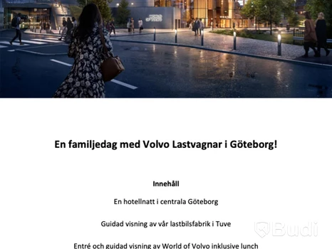 Besök på World of Volvo med lunch inklusive övernattning på hotell samt middag för upp till 5 personer - Bidrag från Volvo Lastvagnar