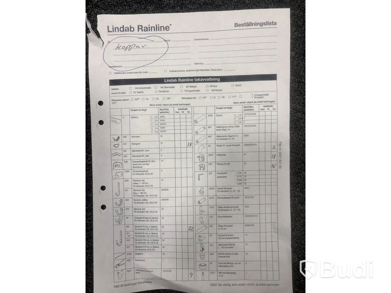 Material takavvattning , stort parti