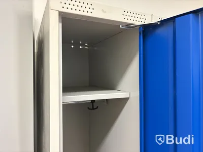 Omklädningsskåp, Falkonet Metall, gråa och blå dörrar