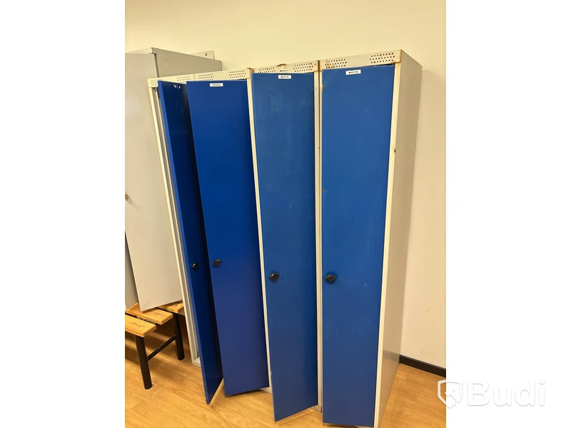 Omklädningsskåp, Falkonet Metall, gråa och blå dörrar