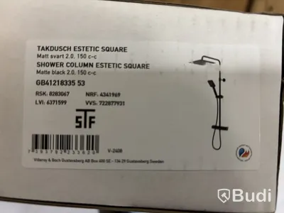 Takdusch Gustavsberg, Estetic Square 150 cc, mattsvart