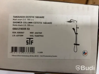 Takdusch Gustavsberg, Estetic Square 150 cc, mattsvart
