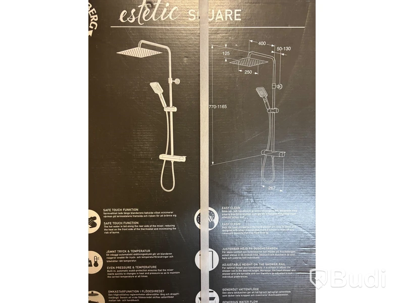 Takdusch Gustavsberg, Estetic Square 150 cc, mattsvart