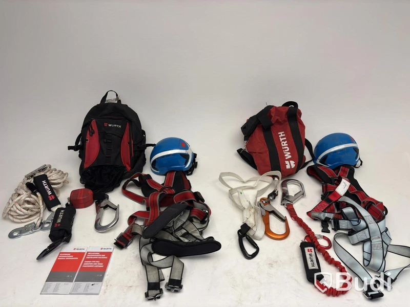2 safety harnesses, incl. assorted accessories, bags + helmets, Würth