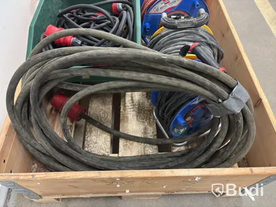 Lot of assorted electrical cables, cable reels and distribution units