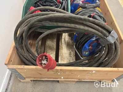 Lot of assorted electrical cables, cable reels and distribution units
