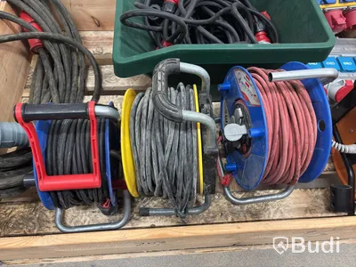 Lot of assorted electrical cables, cable reels and distribution units