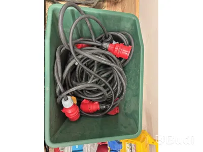 Lot of assorted electrical cables, cable reels and distribution units