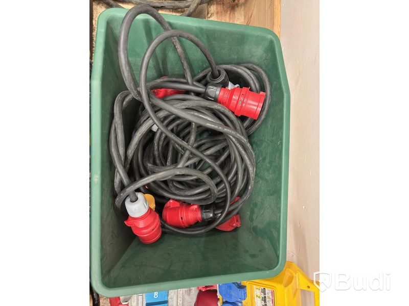Lot of assorted electrical cables, cable reels and distribution units