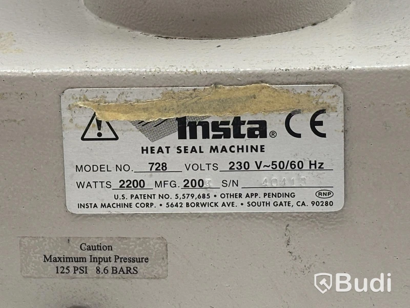 Insta 728 Heat Sealing Machine, 230V