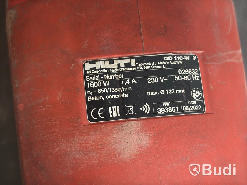 Kärnborrmaskin Hilti DD 110-W inkl vattenmatning