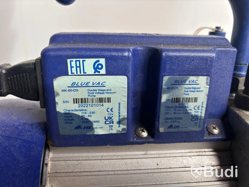 Vakuumpump Blue Vac MK-60-DS, med manometer och Testo 552