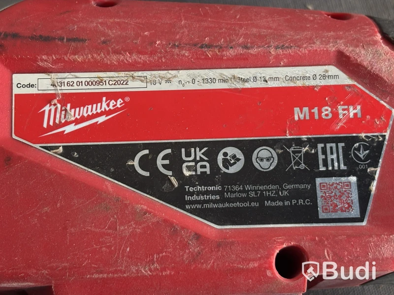 Borrhammare Milwaukee M18 FH, med batteri