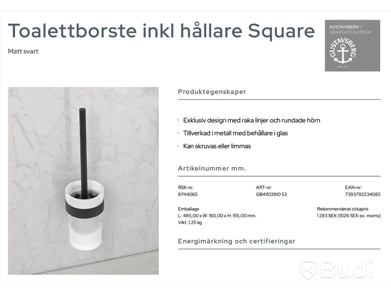 Paket med badrumtillbehör Gustavsberg: toalettrullehållare, toalettborsthållare samt 2 st. handukshållare