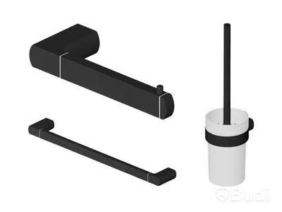 Paket med badrumtillbehör Gustavsberg: toalettrullehållare, toalettborsthållare samt 2 st. handukshållare