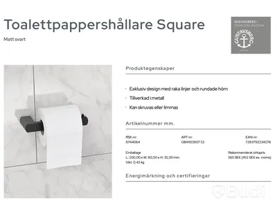 Paket med badrumtillbehör Gustavsberg: toalettrullehållare, toalettborsthållare samt 2 st. handukshållare