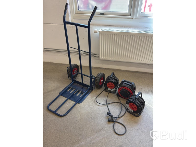 Säckkärra samt 3 st kabelvindor