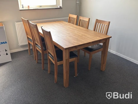 Matbord med stolar, 6 platser, 180×100 cm
