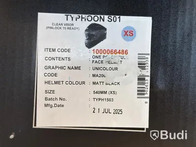 Hjälm SMK Typhoon S01, XS, svart