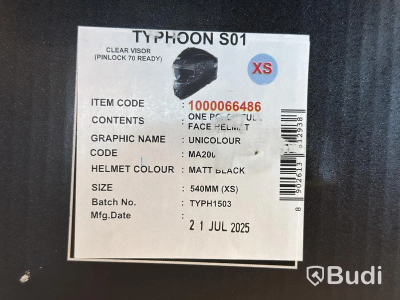 Hjälm SMK Typhoon S01, XS, svart
