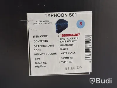 Hjälm SMK Typhoon S01, matt svart, S