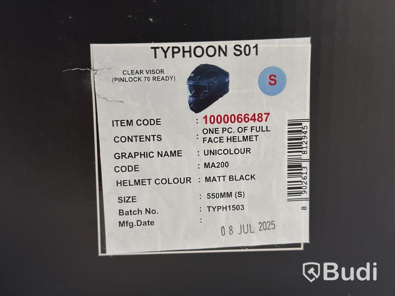 Hjälm SMK Typhoon S01, matt svart, S
