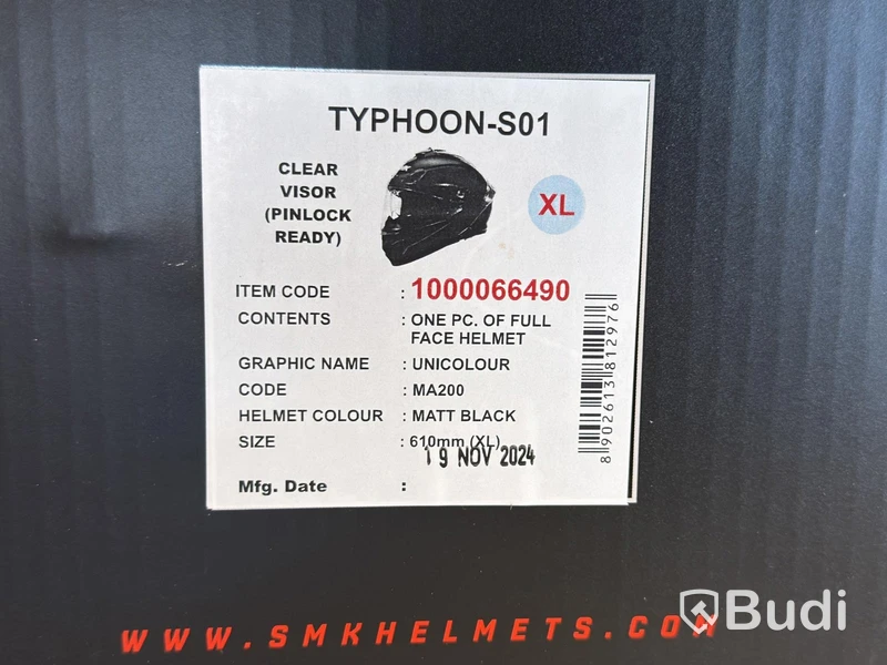 Hjälm SMK Typhoon-S01, XL, matt svart