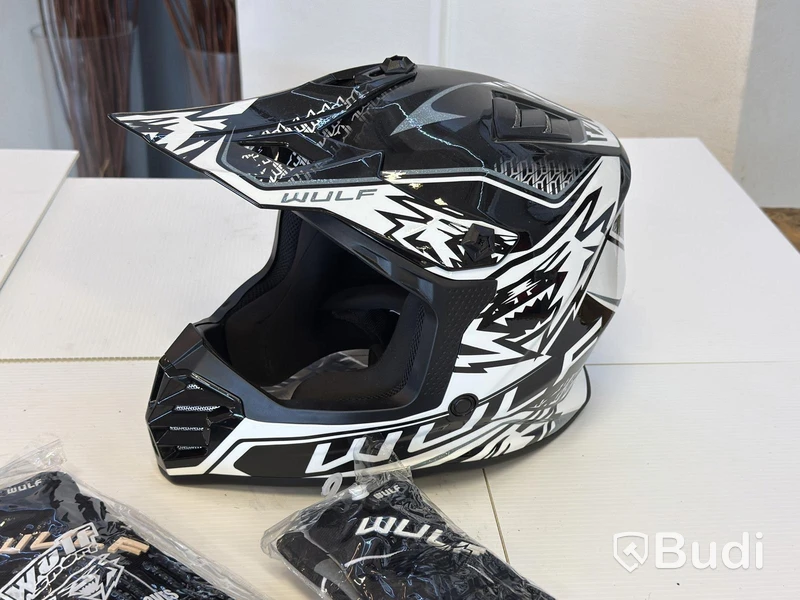 WULF motocross helmet, YM, black/white