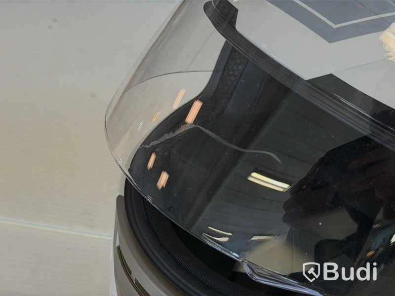 Full-face helmet, size L, and white top box