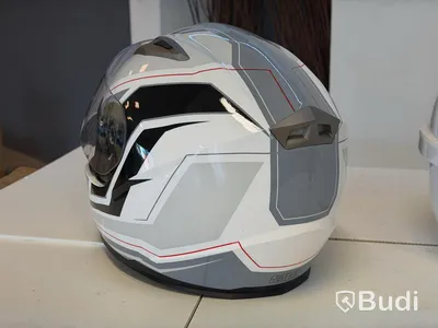 Full-face helmet, size L, and white top box