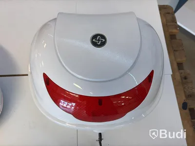 Full-face helmet, size L, and white top box