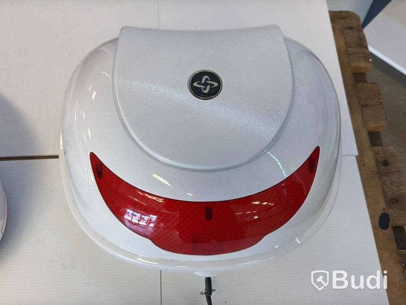 Full-face helmet, size L, and white top box