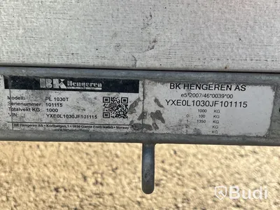 Bromsad släpvagn BK Hengeren PL1030T | 1000 kg | 2018