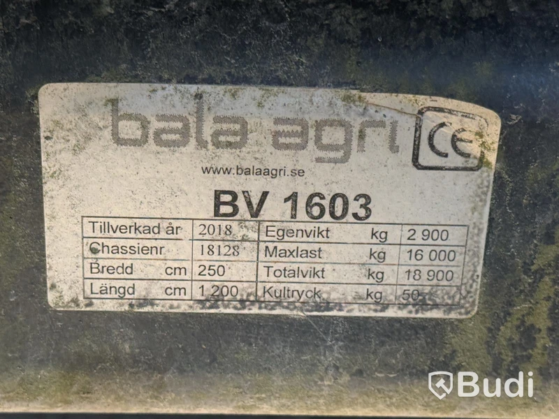 Bale trailer Bala Agri BV1603 | 16 tonnes | 2018
