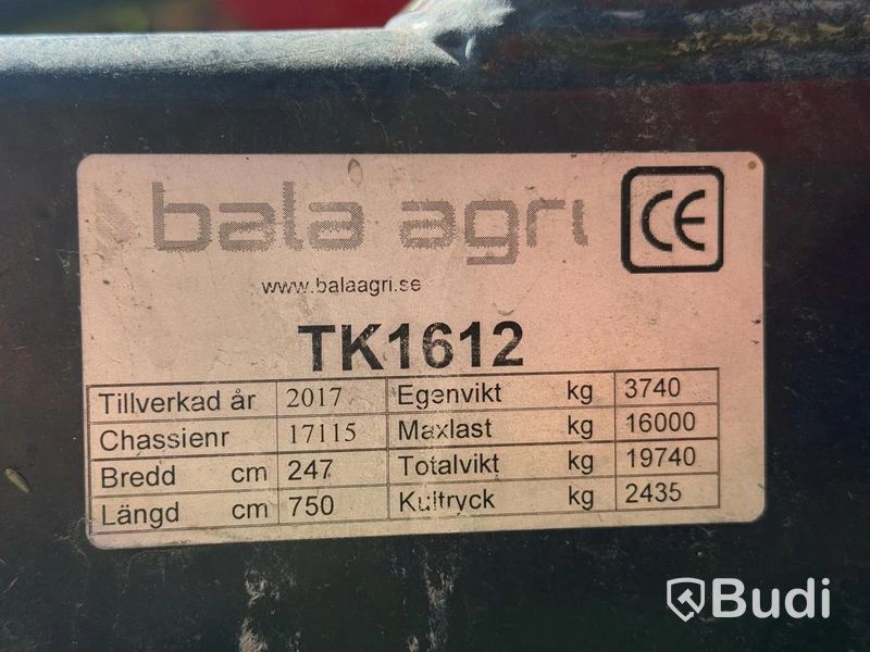 Grain trailer Bala Agri TK1612 | 16 tonnes | 2017
