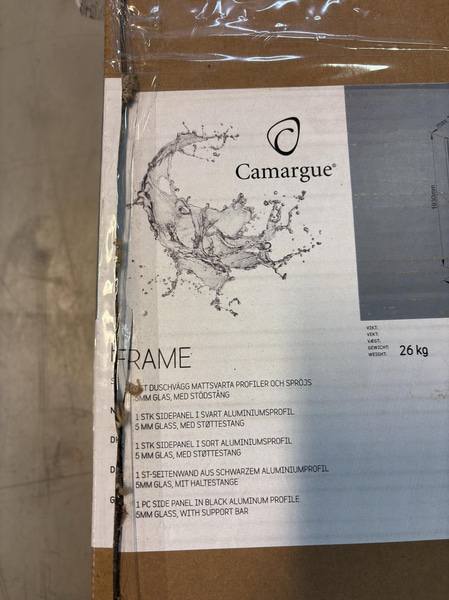 DUSCHVÄGG CAMARGUE FRAME MED SVARTA SPRÖJS 90 CM