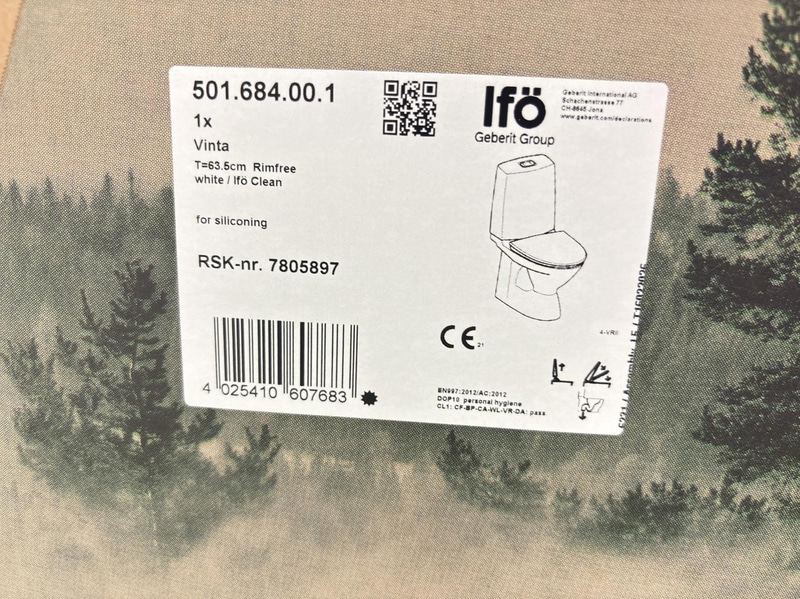(NEW) IFÖ VINTA RIMFREE TOILET, S-TRAP, INCL. HARD SEAT