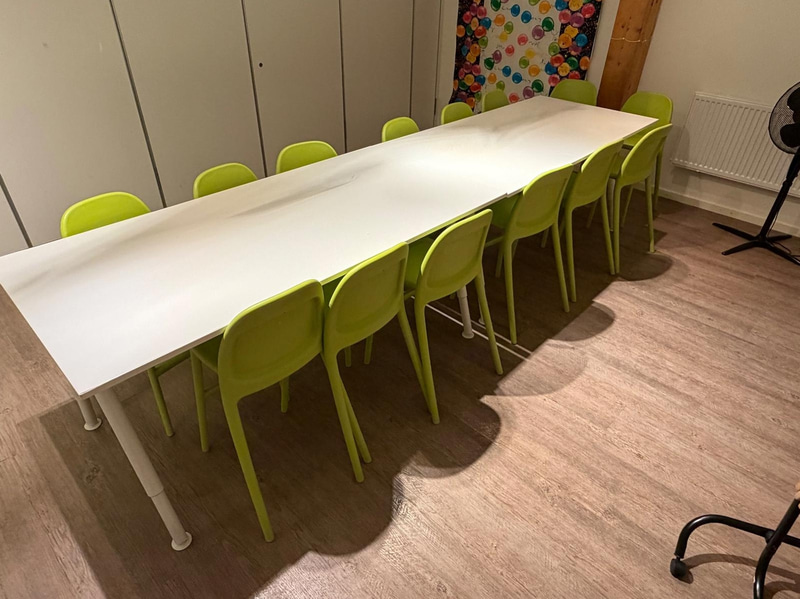 Party room 2 - 14 IKEA Urban chairs, 2 tables and a side table