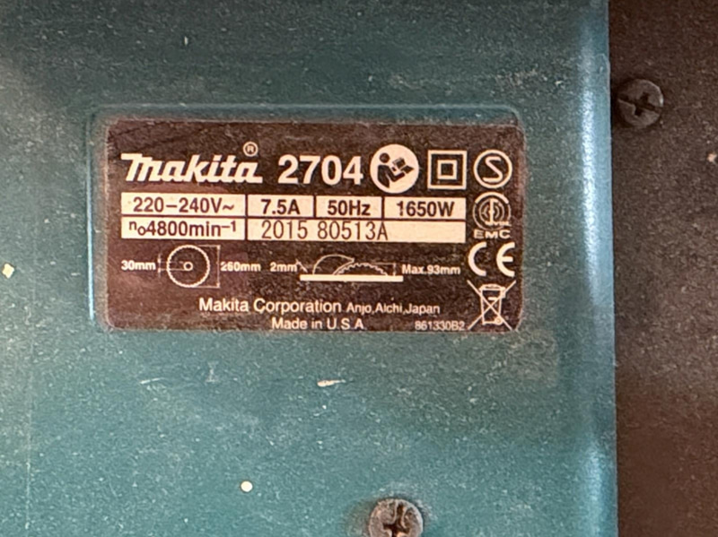 Makita 2704 Table Saw, 1650 W