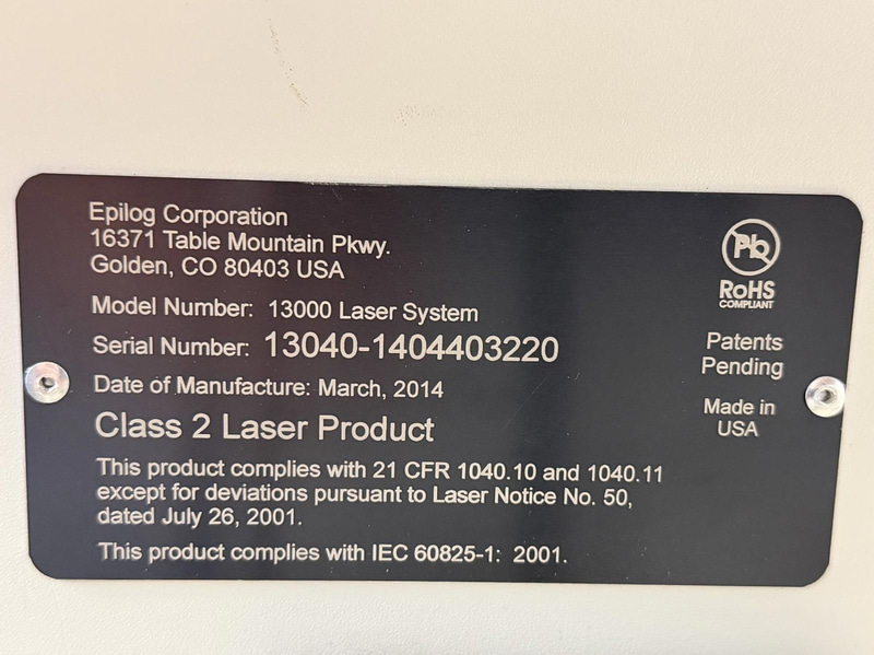 Laser engraving machine, Epilog Laser Fusion