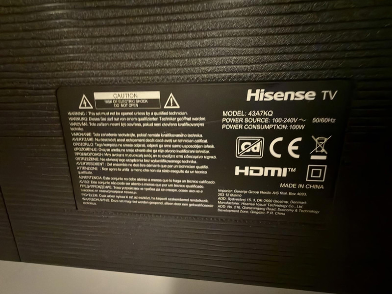 TV Hisense 43A7KQ, 43 tum