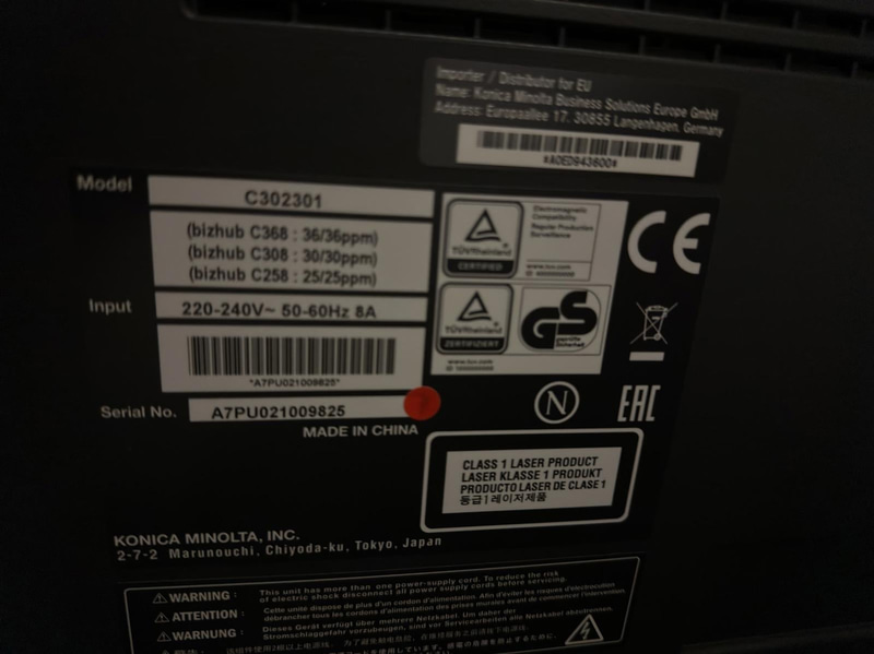 Multifunktionsskrivare Konica Minolta Bizhub C368