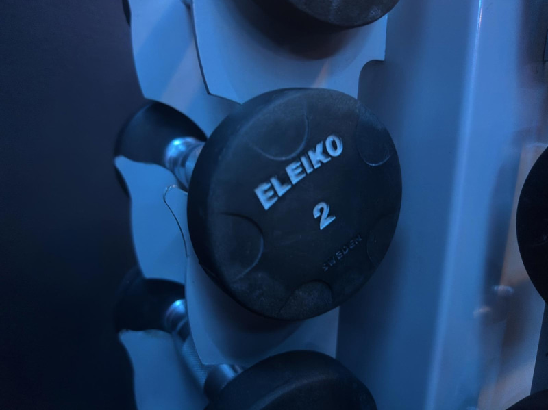 Complete dumbbell rack with Eleiko dumbbells, 1–10 kg