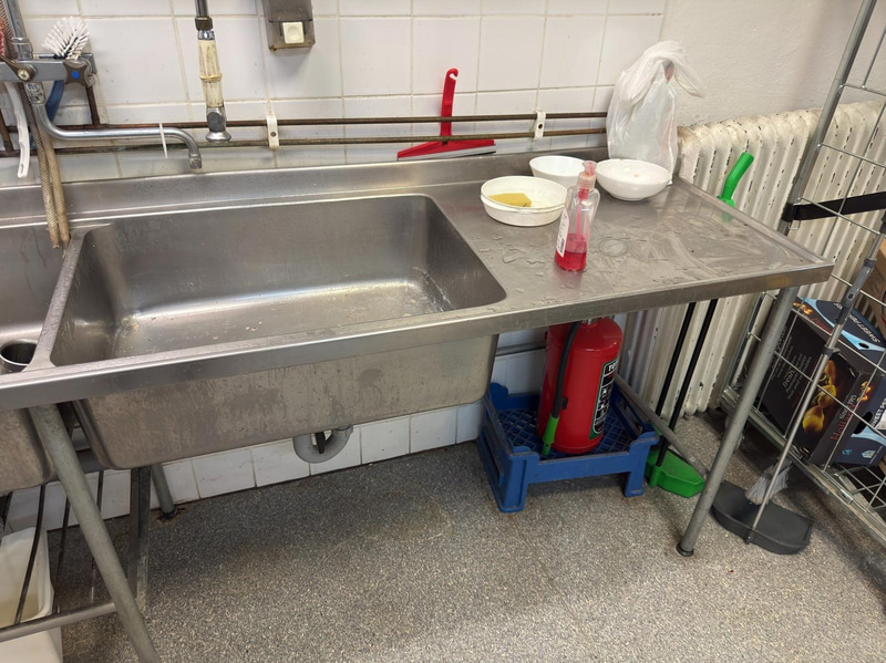 Rostfri diskbänk med hoar | 290x60x89 cm