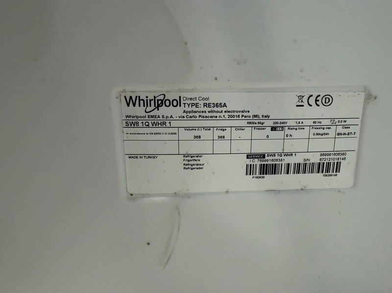 Kylskåp Whirlpool RE365A, 60 cm bredd