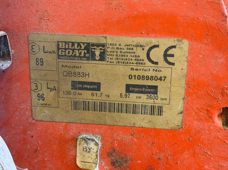 Lövblås, Billy Goat QB883H, Honda GX240, 8 hk