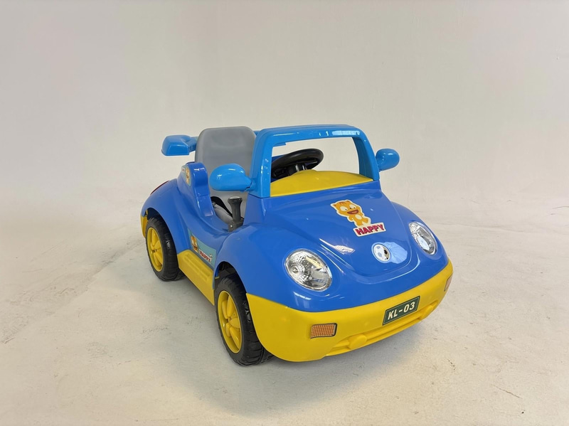 (NEW) Battery-powered ride-on toy car, Romantic City KL-03, blue/yellow