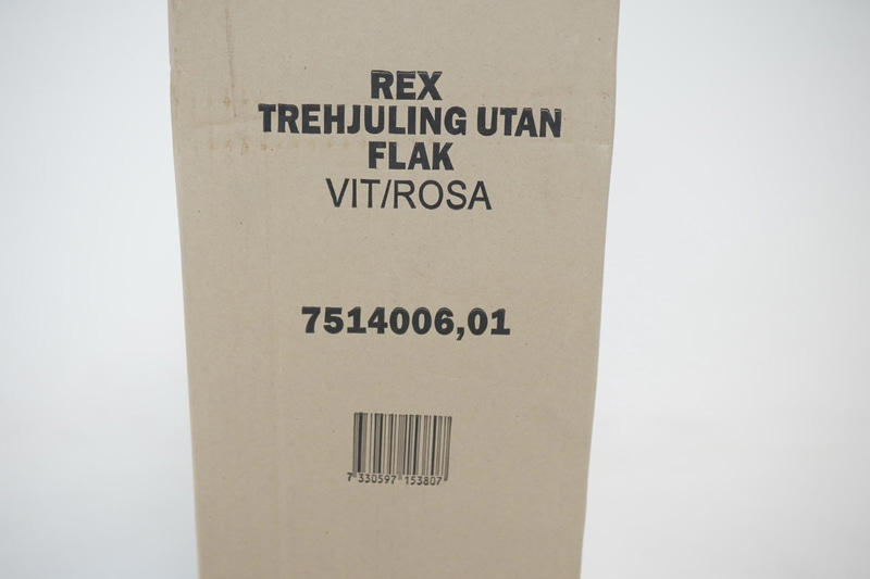 (NEW) Rex tricycle, without rear tray, white/pink.