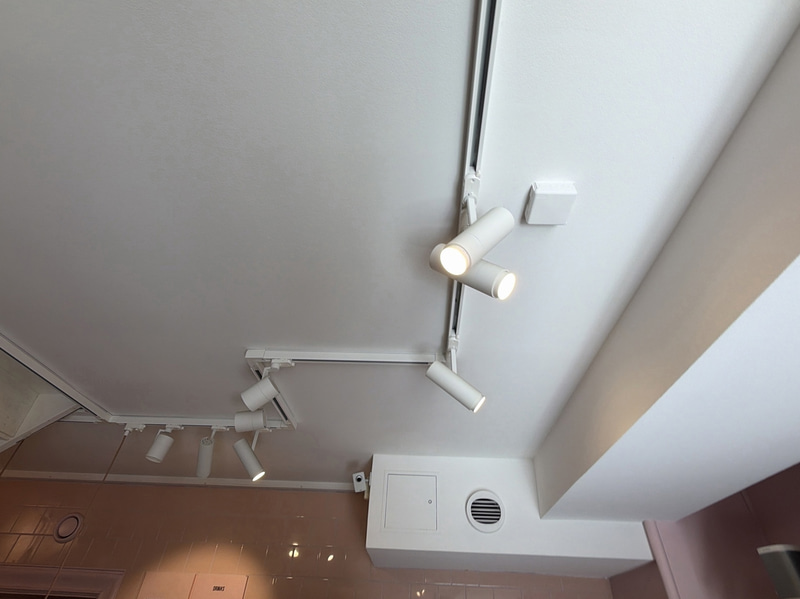 Ceiling tracks with spotlights