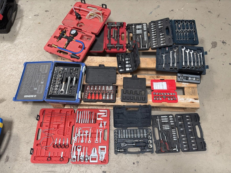 Lot of assorted toolboxes with tools